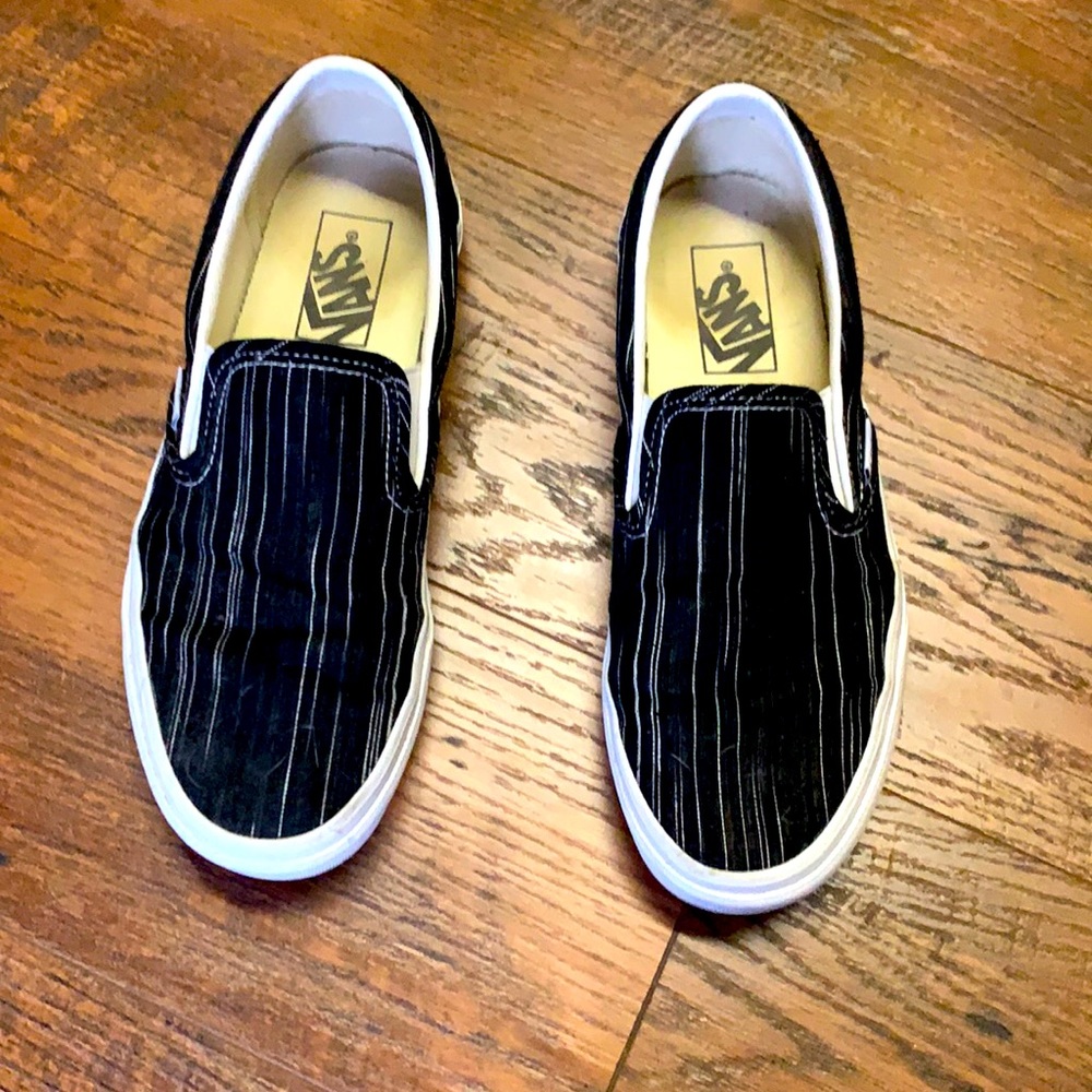 Vans pinstripe canvas slides